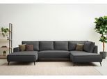 Wohnlandschaft OTTO HOME "TVINNU Leinenoptik, 354 cm", anthrazit, B:354cm H:83cm T:193cm, Sofas, Wohnlandschaft, Recamiere rechts/links, schwarze Metallfüße, bequeme Sitz-/Liegefläche