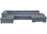 Wohnlandschaft SIT & MORE "Alcudia U-Form", bunt (graublau), B:349cm H:73cm T:226cm, Sofas, Wohnlandschaft, wahlweise mit Schlaffunktion