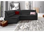 Ecksofa SIT & MORE "Pisa L-Form", schwarz, B:245cm H:89cm T:161cm, NaturLEDER (echtes Rindsleder), Korpus in Kunstleder SOFTLUX;Luxus-Microfaser (90% Polyester, 10% Polyamid);Struktur (100% Polyester);Luxus-Microfaser ALTARA NUBUCK (100% Polyester), Sofas, Ecksofa, mit Federkern, wahlweise mit Schlaffunktion