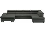 Wohnlandschaft SIT & MORE "Alcudia U-Form", grau (anthrazit), B:349cm H:73cm T:226cm, Sofas, Wohnlandschaft, wahlweise mit Schlaffunktion