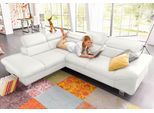 Ecksofa COTTA "Driver L-Form, B: 265 cm", weiß, B:268cm H:73cm T:214cm, Kunstleder SOFTLUX;LEDER BEEFY (ein abgedecktes Spalt-Rindsleder) im Sitz und Rücken (Korpus in Kunstleder);Luxus-Kunstleder;Leder Pampas (echtes Rindsleder) im Sitz und Rücken (Rückseite mit Spannstoff bezogen), Sofas, Ecksofa, Kopfteilverstellung, optional Schlaffunktion & Bettkasten