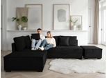 Ecksofa HOME AFFAIRE "Night & Day L-Form, B: 316 cm mit Dauer-Schlaffunktion 180x200 cm", schwarz, B:316cm T:215cm, 100% Polyester, Sofas, Ecksofa, Set: Sofa & Hocker, Schlaffunktion, Bettkasten & Kissen, Boxspringbett