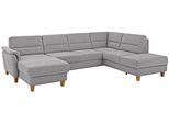 Wohnlandschaft HOME AFFAIRE "Palmera U-Form, B: 308 cm, große Stoff + Leder Auswahl", silber, B:308cm H:89cm T:212cm, 100% Polyester;Struktur (100% Polyester);Luxus-Microfaser in Lederoptik (100% Polyester), Sofas, Wohnlandschaft, mit Schlaffunktion, optional Bettkasten, Federkern, XXL-Wohnlandschaft