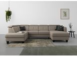Wohnlandschaft SIT & MORE "Belluci U-Form", braun (savannah), B:321cm H:85cm T:195cm, Sofas, Wohnlandschaft, Kopfteilverstellung und Federkern, wahlweise mit Schlaffunktion