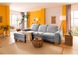 Ecksofa HOME AFFAIRE "Dundee L-Form", grau, B:264cm H:86cm T:170cm, Luxus-Microfaser Florence (100% Polyester);Struktur fein (100% Polyester);Luxus-Microfaser Lederoptik (100% Polyester), Sofas, Ecksofa, wahlweise mit Kopfteilverstellung und zusätzlich mit Schlaffunktion