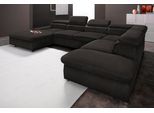 Wohnlandschaft SIT & MORE "Alcudia U-Form", schwarz, B:349cm H:73cm T:226cm, Primabelle-Microfaser;Korpus: Luxus-Kunstleder / Sitz und Rücken: Struktur (100% Polypropylen);Korpus: Struktur (100% Polypropylen) / Sitz und Rücken: Struktur (100% Polyester), Sofas, Wohnlandschaft, wahlweise mit Schlaffunktion