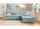 Ecksofa SIT & MORE "Riva L-Form", blau (aqua), B:272cm H:92cm T:169cm, Flachgewebe (100% Polyester);Luxus-Microfaser (100% Polyester);Struktur (100% Polyester), Sofas, Ecksofa, inklusive Kopteilverstellung, wahlweise mit Schlaffunktion