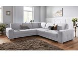 Ecksofa SIT & MORE "Santorini L-Form", silber, B:276cm H:82cm T:271cm, Struktur (100% Polyester);Struktur fein (95% Polyester, 5% Polyamid), Sofas, Ecksofa, mit Federkern und Sitztiefenverstellung, wahlweise mit Schlaffunktion