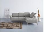 Ecksofa OTTO HOME "Fresh L-Form", grau (hellgrau), B:260cm H:79cm T:220cm, 100% Polyester, Sofas, Ecksofa, Federkern, wahlweise Kopfteilverstellung und motorischer Vorziehsitz