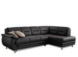 Ecksofa SIT & MORE "Mailand L-Form, B: 250 cm", schwarz, B:250cm H:85cm T:164cm, Luxus-Kunstleder;Kunstleder Softlux;NaturLEDER (echtes Rindleder)/Korpus passendes Kunstleder Softlux;Luxus-Microfaser Altara Nubuck (100% Polyester), Sofas, Ecksofa, optional Schlaffunktion