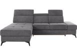 Ecksofa OTTO HOME "Cardiz L-Form", grau, B:246cm H:83cm T:173cm, Webstoff (100% Polyester);Luxus-Microfaser Paris (90% Polyester/10% Polyamid);Struktur fein (100% Polyester);Samtoptik (100% Polyester), Sofas, Ecksofa, inkl.Kopfteilverstellung und Federkern wahlweise mit Schlaffunktion
