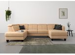 Wohnlandschaft SIT & MORE "Belluci U-Form", braun (macciato), B:321cm H:85cm T:195cm, Sofas, Wohnlandschaft, Kopfteilverstellung und Federkern, wahlweise mit Schlaffunktion