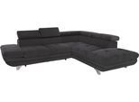 Ecksofa COTTA "Enterprise L-Form", braun (mud), B:273cm H:72cm T:237cm, Struktur (100% Polyester );Chenille (90% Polyester; 10% Polyamid ), Sofas, Ecksofa, mit Arm- & Kopfteilverstellung, wahlweise mit Schlaffunktion