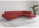 Wohnlandschaft OTTO HOME "Caluna", rot (feuerrot), B:334cm H:81cm T:235cm, Sofas, Wohnlandschaft, Inkl.Sitztiefenverstellung, wahlweise mit Kopf- und Armteilverstellung