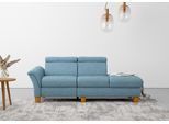 Recamiere OTTO HOME "Lindgren", blau (eisblau), B:206cm H:84cm T:93cm, 100% Polyester, Sofas, Recamiere, wahlweise motorische TV-Funktion, Bettkasten und Kopfteilverstellung
