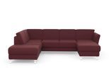 Wohnlandschaft SIT & MORE "Visby U-Form", rot (bordeaux), B:303cm H:87cm T:213cm, Sofas, Wohnlandschaft, Wahlweise mit Schlaffunktion und Stauraum, frei im Raum stellbar