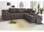 Ecksofa COLLECTION AB "Sally L-Form, B: 256 cm", braun (dunkelbraun), B:256cm H:87cm T:165cm, Microfaser PRIMABELLE (100% Polyester) / Struktur (80% Polyester, 20% Acryl);Struktur (80% Polyester, 20% Acryl);Kunstleder SOFTLUX / Struktur (80% Polyester, 20% Acryl);Microfaser PRIMABELLE (100% Polyester) / Cord (100% Polyester), Sofas, Ecksofa, 1 Zierkissen, optional Schlaffunktion & Bettkasten