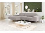 Ecksofa OTTO HOME "Theo L-Form, B: 290 cm", grau (sand), B:290cm T:182cm, 92% POLYESTER (PES) / 8% POLYAMID (PA), Sofas, Ecksofa, mit Kopfteilverstellung, optional Sitztiefenverstellung