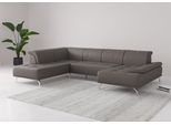 Wohnlandschaft OTTO HOME "Caluna", braun (mocca), B:334cm H:81cm T:235cm, Sofas, Wohnlandschaft, Inkl.Sitztiefenverstellung, wahlweise mit Kopf- und Armteilverstellung