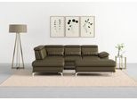 Ecksofa SIT & MORE "Cabrio L-Form, B: 274 cm, mit Sitztiefen-, Arm- & Kopfteilverstellung", grün (olive), B:274cm H:87cm T:230cm, Sofas, Ecksofa, 3 Nierenkissen, Federkern, optional Schlaffunktion und Stauraum