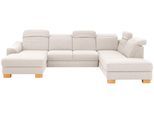 Wohnlandschaft HOME AFFAIRE "Dundee U-Form", beige (creme), B:338cm H:86cm T:219cm, Struktur fein (100% Polyester), Sofas, Wohnlandschaft, wahlweise mit Kopfteilverstellung und zusätzlich mit Schlaffunktion