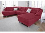 Wohnlandschaft SIT & MORE "Salsa U-Form", rot (bordeaux), B:333cm H:86cm T:205cm, Struktur (100% Polypropylen);Bedruckte Microfaser (100% Polyester);Luxus-Microfaser ALTARA NUBUCK (100% Polyester), Sofas, Wohnlandschaft, mit Federkern, wahlweise mit Schlaffunktion