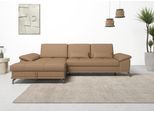 Ecksofa OTTO HOME "Costello L-Form, B: 301cm, Sitztiefen & Armteilverstellung, Federkern", braun (cappucino), B:301cm H:89cm T:176cm, Luxus-Microfaser (90% Polyester, 10% Polyamid);Samtoptik (100% Polyester), Sofas, Ecksofa, 3 Nierenkissen, mit Schlaffunktion & Bettkasten
