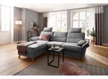 Ecksofa OTTO HOME "Westerland L-Form", grau, B:252cm H:90cm T:162cm, 100% Polyester, Sofas, Ecksofa, Federkern-Polsterung, wahlweise mit Schlaffunktion, Bettkasten