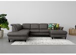 Wohnlandschaft SIT & MORE "Maggiore U-Form", grau (anthrazit), B:312cm T:224cm, 100% Polyester, Sofas, Wohnlandschaft, wahlweise mit Kopfteilverstellung, Schlaffunktion und Stauraum