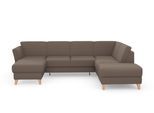 Wohnlandschaft SIT & MORE "Visby U-Form", grau (taupe), B:303cm H:87cm T:213cm, Sofas, Wohnlandschaft, wahlweise mit Schlaffunktion und Stauraum, frei im Raum stellbar