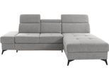 Ecksofa OTTO HOME "Cardiz L-Form", grau (hellgrau), B:246cm H:83cm T:173cm, Webstoff (100% Polyester);Luxus-Microfaser Paris (90% Polyester/10% Polyamid);Struktur fein (100% Polyester);Samtoptik (100% Polyester), Sofas, Ecksofa, inkl.Kopfteilverstellung und Federkern wahlweise mit Schlaffunktion