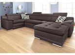 Wohnlandschaft SIT & MORE "Top Andiamo U-Form", braun (mokka), B:336cm H:93cm T:193cm, Kunstleder SOFTLUX;Struktur ( 100% Polyester), Sofas, Wohnlandschaft, mit Kopfteilverstellung, wahlweise mit Schlaffunktion