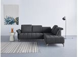 Ecksofa OTTO HOME "Fresh L-Form", grau (dunkelgrau), B:260cm H:79cm T:220cm, 98% Polyester 2% Polyamid, Sofas, Ecksofa, Federkern, wahlweise Kopfteilverstellung und motorischer Vorziehsitz