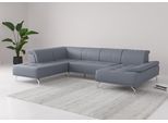 Wohnlandschaft OTTO HOME "Caluna", bunt (graublau), B:334cm H:81cm T:235cm, Sofas, Wohnlandschaft, Inkl.Sitztiefenverstellung, wahlweise mit Kopf- und Armteilverstellung