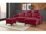 Ecksofa HOME AFFAIRE "Lolland L-Form", rot (bordeaux), B:250cm H:88cm T:162cm, Struktur imprägniert - feucht abwischbar (100% Polyester);Struktur Flausch (90% Polyester, 10% Polyamid);Luxus-Microfaser ALTARA NUBUCK (100% Polyester), Sofas, Ecksofa, Wahlweise mit Schlaffunktion und Bettkasten, Federkern