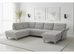 Wohnlandschaft SIT & MORE "Pamela U-Form, B: 292 cm, optional Schlaffunktion & Armteilverstellung", grau (hellgrau), B:292cm H:90cm T:212cm, 95% Polyester 5% Polyamid, Sofas, Wohnlandschaft, mit Federkern