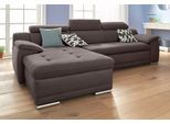 Ecksofa SIT & MORE "Andiamo L-Form", braun (mokka), B:270cm H:93cm T:165cm, Kunstleder SOFTLUX;Luxus-Microfaser ALTARA NUBUCK (100% Polyester);Struktur ( 100% Polyester), Sofas, Ecksofa, wahlweise mit Schlaffunktion, inklusive Kopfteilverstellung