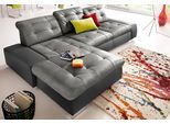 Ecksofa SIT & MORE "Palomino L-Form", schwarz (schwarz, steingrau), B:284cm H:84cm T:109cm, Kunstleder SOFTLUX/Struktur (100% Polyester);Kunstleder SOFTLUX/Feinstruktur (100% Polyester);Kunstleder SOFTLUX/ NaturLEDER (echtes Rindsleder), Sofas, Ecksofa, wahlweise XL oder XXL und mit Schlaffunktion
