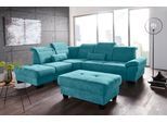 Ecksofa OTTO HOME "Cornwall L-Form", blau (petrol), B:283cm H:84cm T:253cm, Struktur fein (100% Polyester);Luxus-Microfaser weich (90% Polyester, 10% Polyamid), Sofas, Ecksofa, mit Sitztiefenverstellung, Schlaffunktion & Kopfteilverstellung