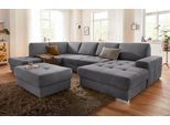 Wohnlandschaft SIT & MORE "Santorini U-Form", grau, B:340cm H:82cm T:224cm, Luxus-Microfaser ALTARA NUBUCK (100% Polyester) / Struktur (100% Polyester);Flachgewebe (100% Polyester) / Struktur (100% Polyester), Sofas, Wohnlandschaft, mit Federkern und Sitztiefenverstellung, wahlweise mit Schlaffunktion