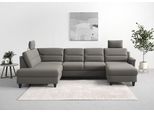 Wohnlandschaft SIT & MORE "Farö U-Form", braun (schlamm), B:325cm H:90cm T:187cm, Sofas, Wohnlandschaft, inklusive Federkern, wahlweise mit Schlaffunktion und Bettkasten