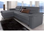 Ecksofa SIT & MORE "Ascara L-Form, B: 251 cm, Boxspring & Federkern", grau (dunkelgrau), B:251cm H:85cm T:165cm, NaturLEDER (echtes Rindsleder), Korpus in Kunstleder SOFTLUX;Luxus-Microfaser (100% Polyester);Softlux-Kunstleder;Primabelle-Microfaser (100% Polyester), Sofas, Ecksofa, mit Schlaffunktion, frei stellbar, Komfortsitz