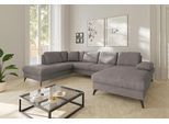 Wohnlandschaft SIT & MORE "Morris Jubi U-Form, B: 300 cm", grau (taupe), B:300cm H:83cm T:202cm, 100% Polyester, Sofas, Wohnlandschaft, mit Armteilfunktion & 1 Zierkissen, optional Schlaffunktion