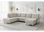 Wohnlandschaft SIT & MORE "Pamela U-Form, B: 292 cm, optional Schlaffunktion & Armteilverstellung", beige (nature), B:292cm H:90cm T:212cm, 100% Polyester, Sofas, Wohnlandschaft, mit Federkern und Liegefläche aus Originalstoff