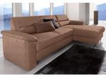 Ecksofa SIT & MORE "Ascara L-Form", braun, B:251cm H:85cm T:165cm, NaturLEDER (echtes Rindsleder), Korpus in Kunstleder SOFTLUX;Luxus-Microfaser (100% Polyester);Softlux-Kunstleder;Primabelle-Microfaser (100% Polyester), Sofas, Ecksofa, inklusive Boxspring/Federkern-Polsterung, wahlweise mit Schlaffunktion