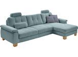 Ecksofa DIE PLANBAR "PP-LA19101 L-Form, Breite 316 cm", blau (aqua), B:316cm H:86cm T:177cm, 88% Polyester;12% Polyamid, Sofas, Ecksofa, wahlweise mit Schlaffunktion und verstellbaren Kopfstützen, in Cord