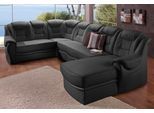 Wohnlandschaft SIT & MORE "Bellevue U-Form", schwarz, B:327cm H:94cm T:217cm, PRIMABELLE-Microfaser (100% Polyester);SOFTLUX-Kunstleder;NaturLEDER (echtes Rindsleder), Sofas, Wohnlandschaft, wahlweise mit Schlaffunktion