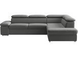 Ecksofa SIT & MORE "Valantine L-Form, B: 272 cm", grau (dunkelgrau), B:272cm H:73cm T:226cm, 100% Polyester;Luxus-Kunstleder/Struktur (88% Polyester, 12% Polyamid), Sofas, Ecksofa, mit Arm- & Kopfteilverstellung, optional mit Schlaffunktion