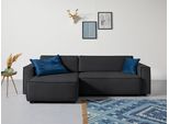 Ecksofa HOME AFFAIRE "Marva L-Form, B: 282 cm", schwarz, B:282cm H:90cm T:153cm, 100% Polyester, Sofas, Ecksofa, Schlaffunktion, Bettkasten & 2 Zierkissen, Federkern