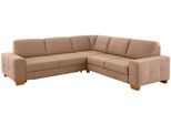 Ecksofa OTTO HOME "Puccini L-Form", braun, B:276cm H:86cm T:271cm, Luxus-Microfaser Lederoptik (100% Polyester);Luxus-Microfaser (100% Polyester);Luxus-Microfaser ALTARA NUBUCK (100% Polyester), Sofas, Ecksofa, mit Federkern, Sitztiefenverstellung, Kontrastnaht